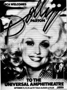 DOLLY PARTON- Newspaper ad.
September 21, 1979.