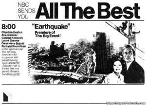 EARTHQUAKE- Television guide ad.
September 26, 1976.