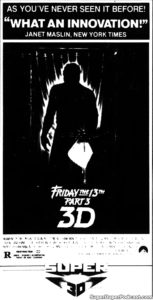 FRIDAY THE 13TH PART 3- Newspaper ad.
September 13, 1982.