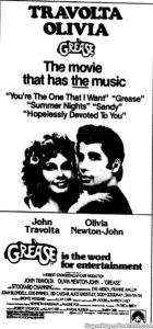 GREASE- Newspaper ad.
September 18, 1978.