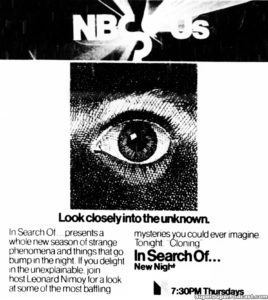 IN SEARCH OF- Television guide ad.
September 28, 1978.