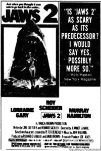 JAWS 2- Newspaper ad.
September 19, 1978.