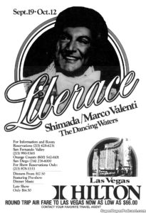 LIBERACE- Newspaper ad.
September 19, 1981.