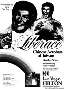 LIBERACE- Newspaper ad.
September 22, 1978.