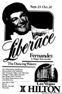 LIBERACE- Newspaper ad.
September 23, 1980.