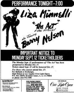 LIZA MINNELLI- Newspaper ad.
September 11, 1977.