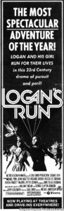 LOGAN'S RUN- Newspaper ad.
September 9, 1976.