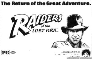 RAIDERS OF THE LOST ARK- Newspaper ad.
September 11, 1981.