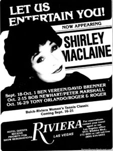 SHIRLEY MACLAINE- Newspaper ad.
September 16, 1980.