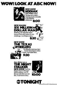 THE SIX MILLION DOLLAR MAN- Television guide ad.
September 20, 1974.