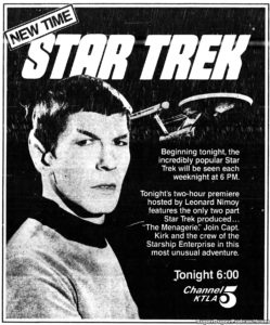 STAR TREK THE ORIGINAL SERIES- Television guide ad.
September 6, 1976.