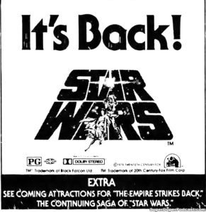 STAR WARS- Newspaper ad.
September 9, 1979.