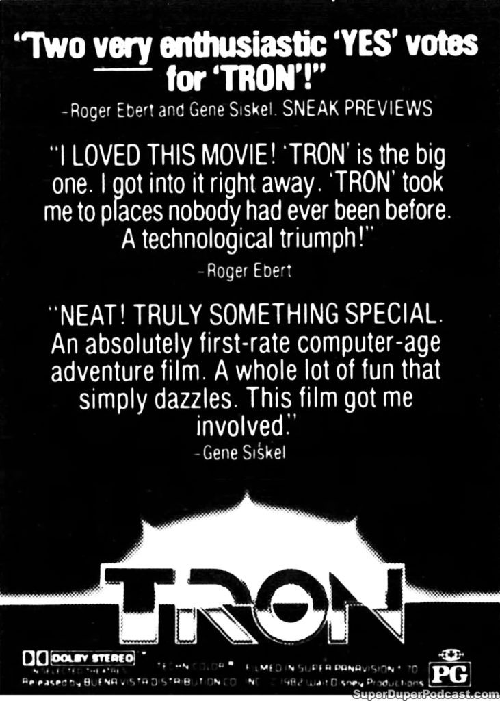 TRON- Newspaper ad.
September 17, 1982.