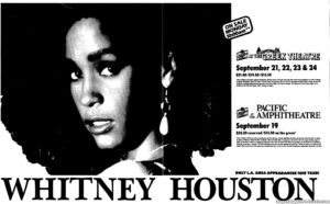 WHITNEY HOUSTON- Newspaper ad.
September 19, 1986.