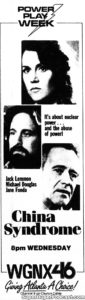 THE CHINA SYNDROME- Television guide ad.
October 12, 1988.