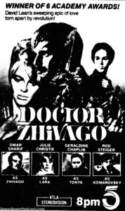 DOCTOR ZHIVAG0- Television guide ad. October 22, 1985.