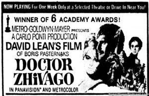 DOCTOR ZHIVAGO- Newspaper ad.
October 26, 1971.
