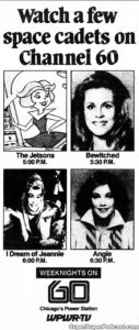 I DREAM OF JEANNIE/BEWITCHED/THE JETSONS- Television guide ad.
October 1, 1986.