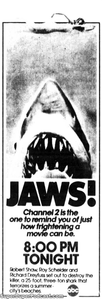 JAWS- Television guide ad.
October 5, 1980.