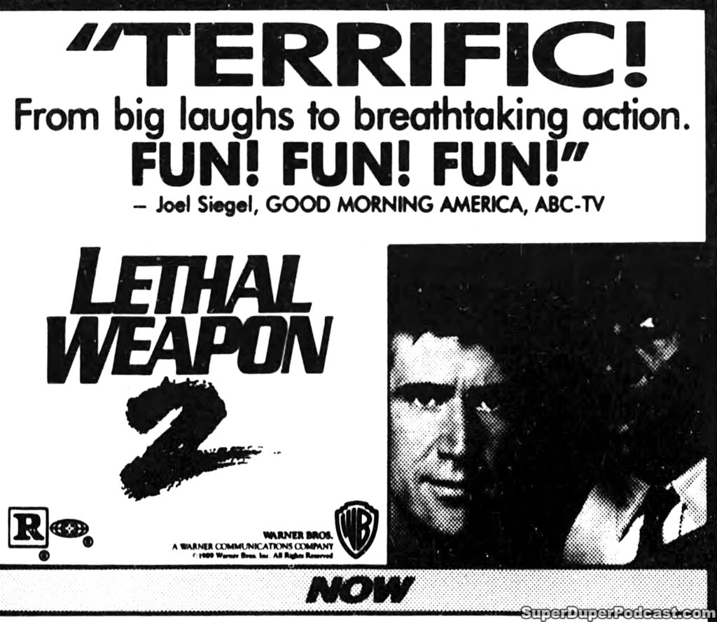 LETHAL WEAPON 2- Newspaper ad. October 6, 1989.