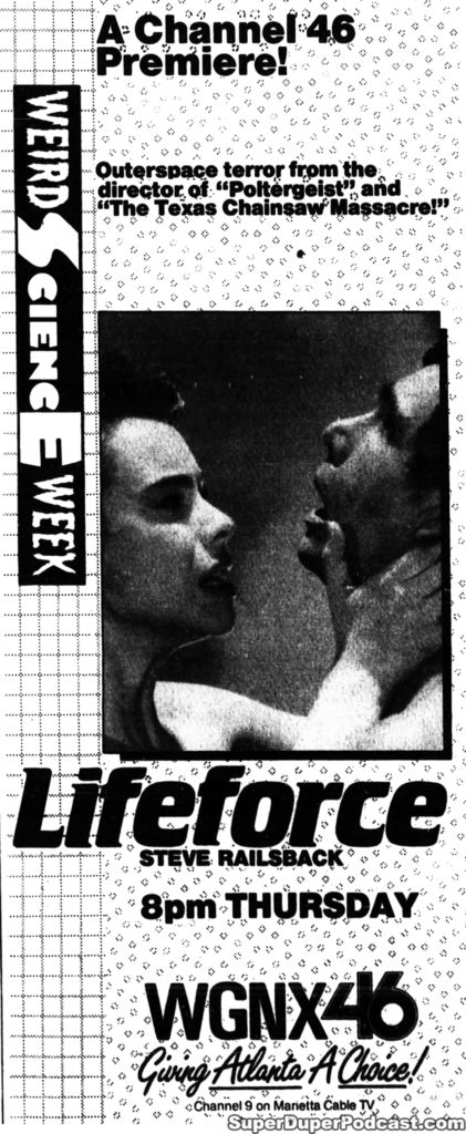 LIFEFORCE- Television guide ad. October 6, 1988.