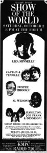 LIZA MINNELLI- Newspaper ad.
October 2, 1976.