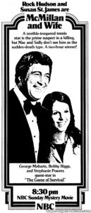 MCMILLAN AND WIFE- Television guide ad. October 20, 1974.