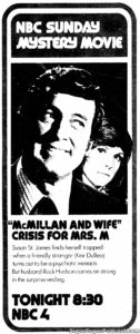 MCMILLAN AND WIFE- Television guide ad. October 22, 1972.