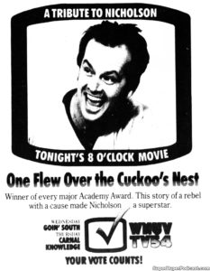 ONE FLEW OVER THE CUCKOO'S NEST- Television guide ad. October 24, 1989.