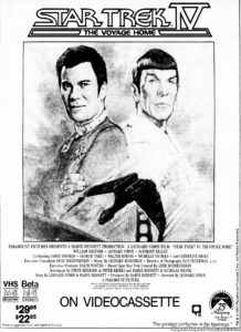 STAR TREK IV: THE VOYAGE HOME- Home video ad.
October 4, 1987.