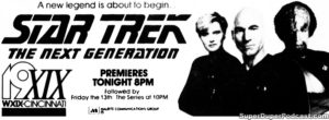 STAR TREK THE NEXT GENERATION- Season 1 Encounter At Farpoint. Television guide ad.
October 2, 1987.