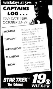 STAR TREK THE ORIGINAL SERIES- Television guide ad.
October 23, 1989.
