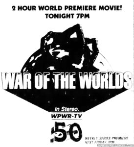 WAR OF THE WORLDS THE SERIES- Television guide ad.
October 7, 1988.