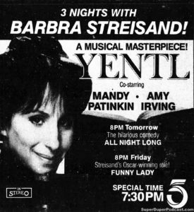 YENTL- Television guide ad.
October 4, 1989.