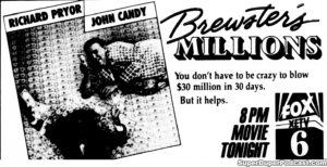 BREWSTER'S MILLIONS- Television guide ad. November 17, 1989.