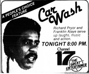 CAR WASH- Television guide ad. November 1, 1980.