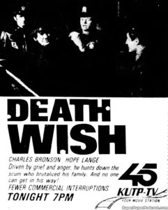DEATH WISH- Television guide ad. November 8, 1990.