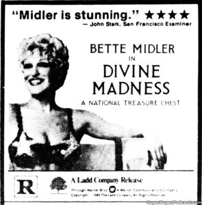 DIVINE MADNESS- Newspaper ad. November 3, 1980.