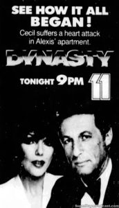 DYNASTY- Television guide ad. November 14, 1985.