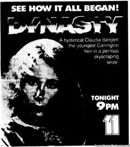DYNASTY- Television guide ad. November 18, 1985.