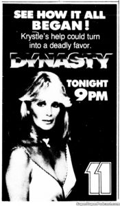 DYNASTY- Television guide ad. November 4, 1985.