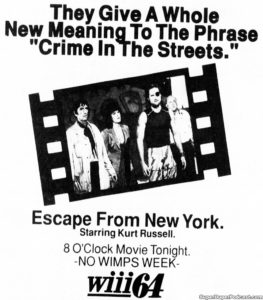 ESCAPE FROM NEW YORK- Television guide ad. November 17, 1989.