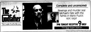 THE GODFATHER- Television guide ad. November 10, 1988.