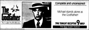 THE GODFATHER/THE GODFATHER PART II- Television guide ad. November 11, 1988.