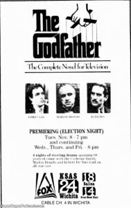 THE GODFATHER- Television guide ad. November 8, 1988.