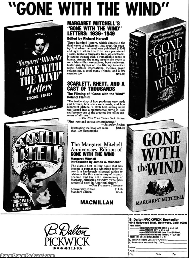 GONE WITH THE WIND- Newspaper ad. November 7, 1976.