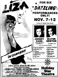 LIZA MINNELLI- Newspaper ad. November 7, 1983.