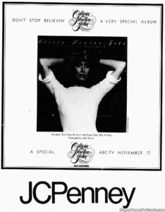 OLIVIA NEWTON JOHN- Newspaper ad. November 14, 1976.