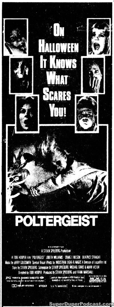 POLTERGEIST- Newspaper ad.
October 31, 1982.