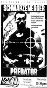 PREDATOR- Television guide ad. November 12. 1989.
